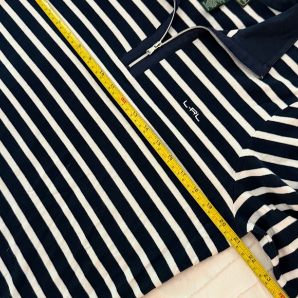 Lauren Ralph Lauren Women's Navy and White Striped Polo Size XL - Picture 6 of 8